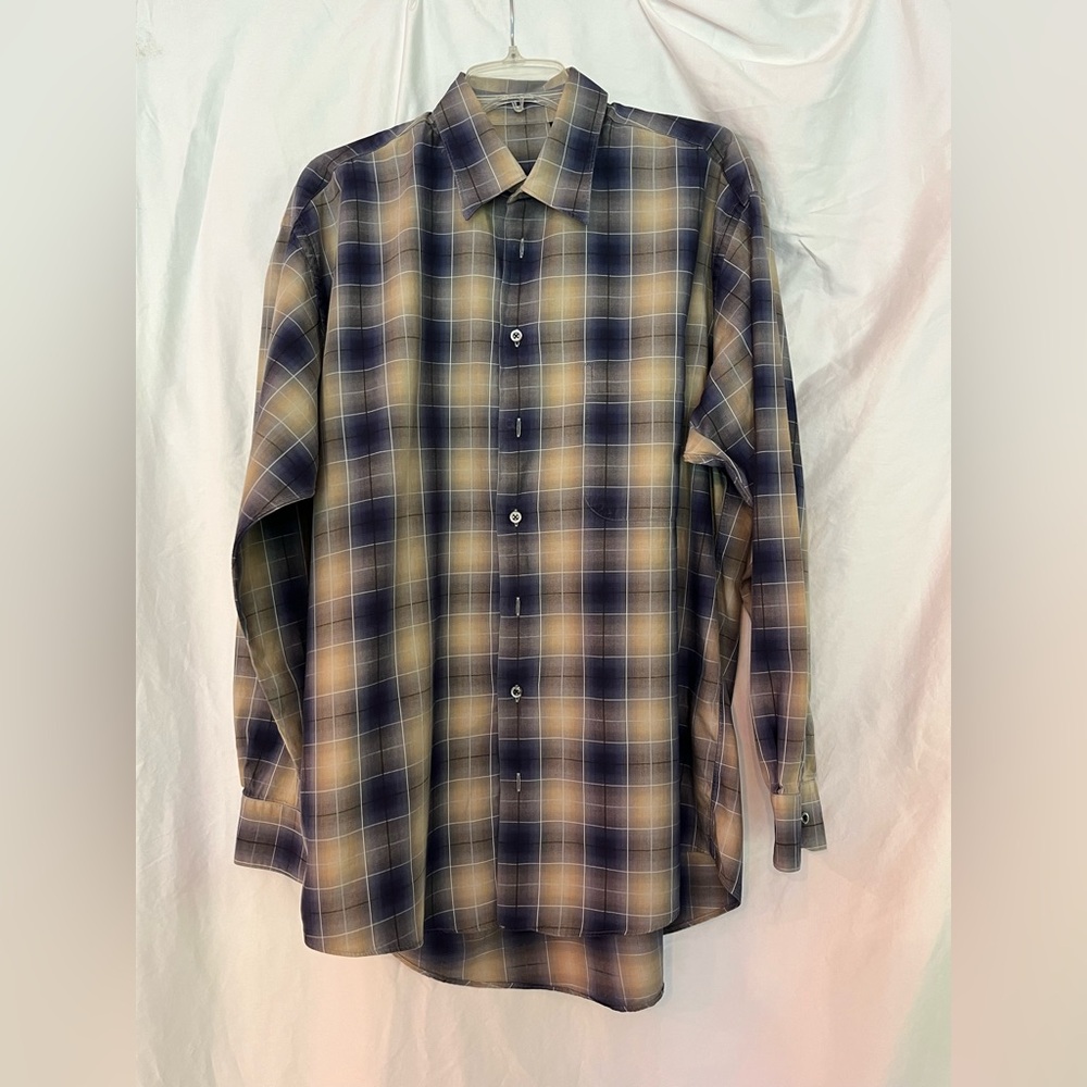 Burberry Blue and Tan Plaid Casual Shirt